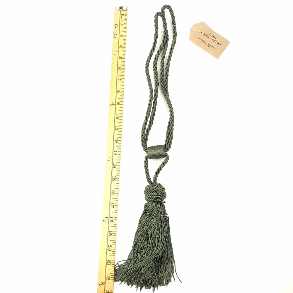 Set of 2 Green Curtain Rope Tassel Tie Backs w/ 6.5